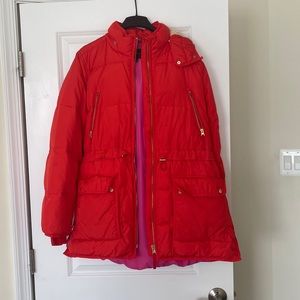 J. Crew red chateau puffer parka w/primaloft - like new! Medium